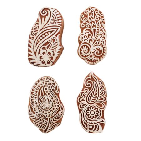 Set of 4 Piece New Mix Wooden Printing Block